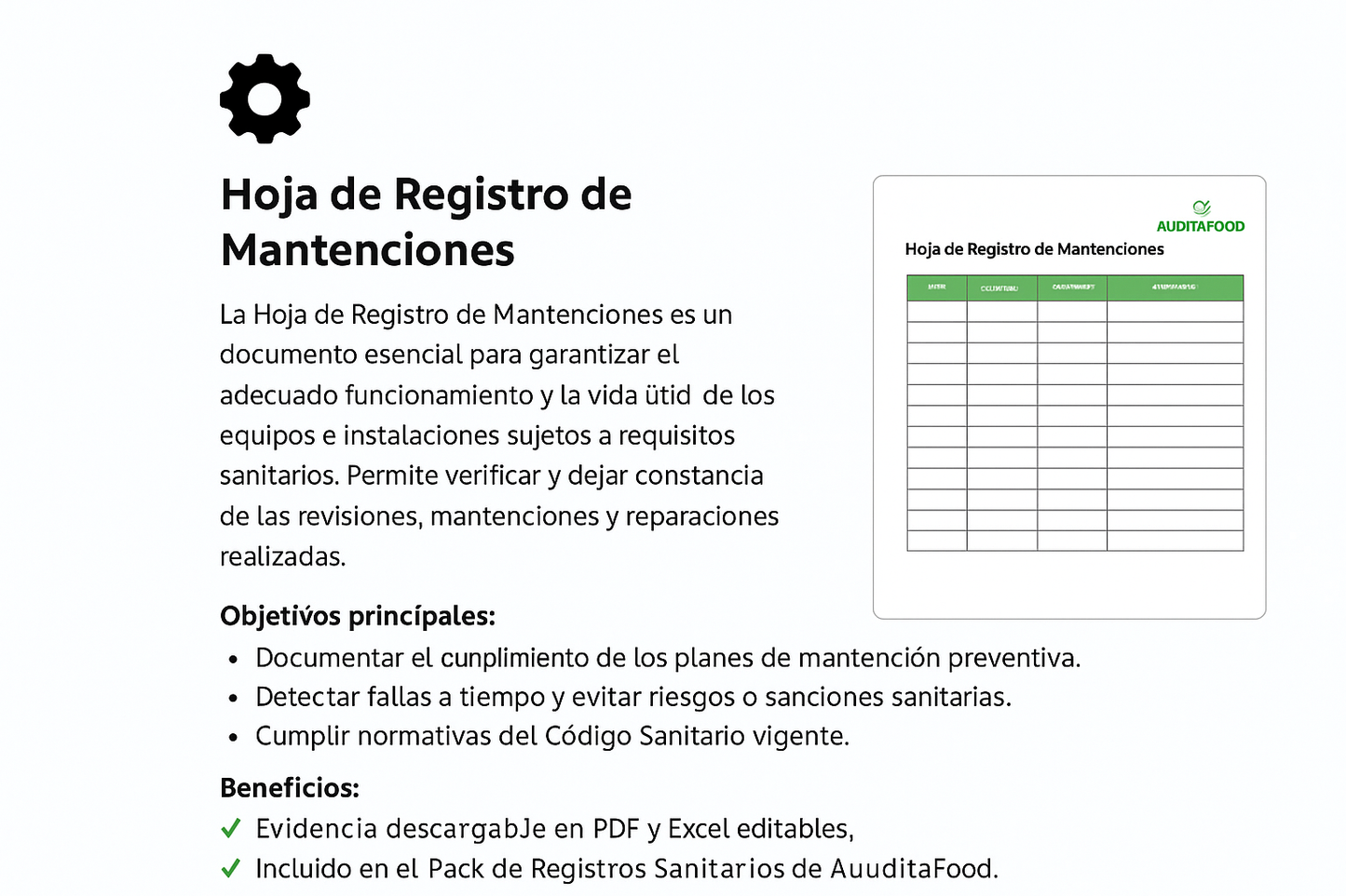Hoja de Registro de Mantenciones